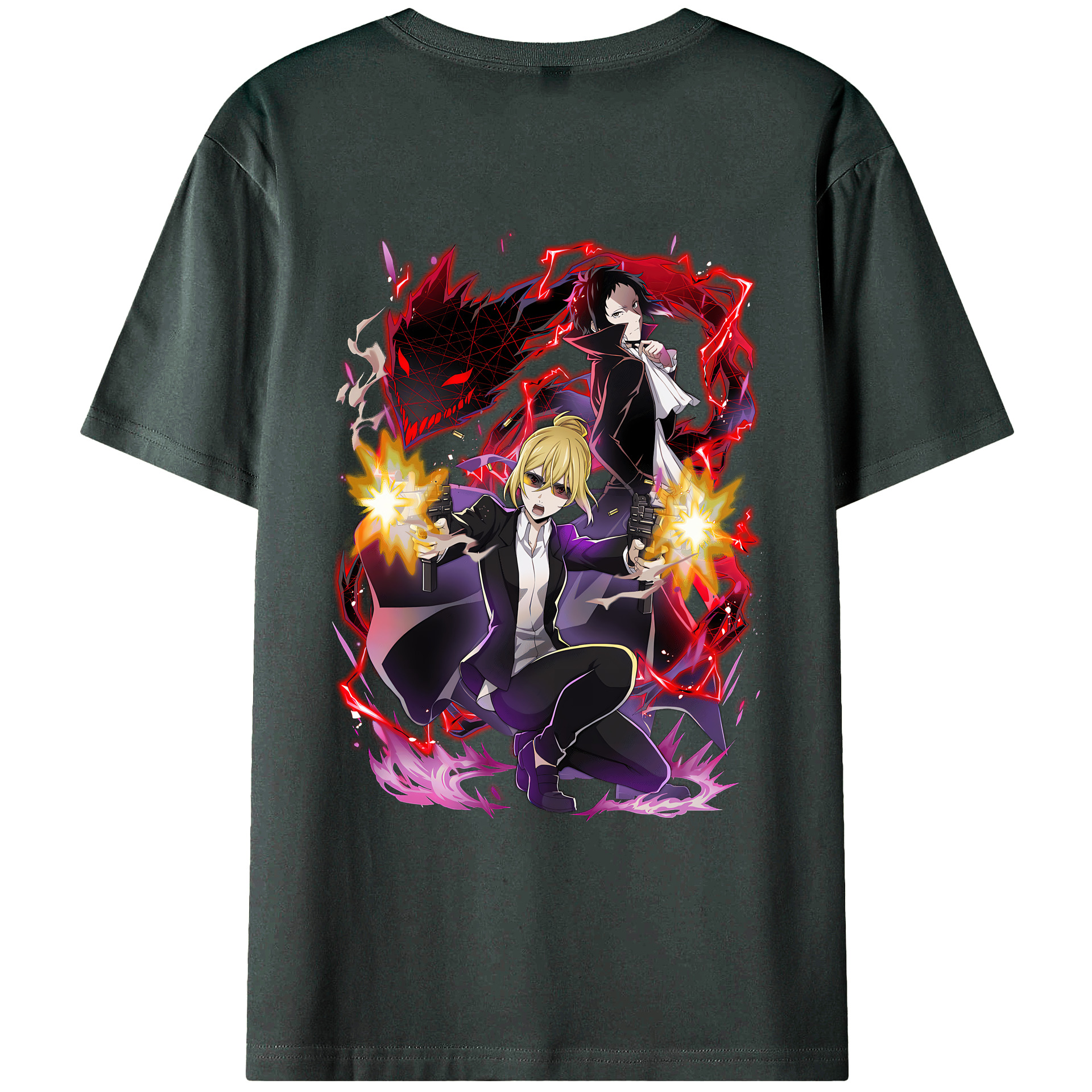 （画像用） 文豪ストレイドッグス Bungo Stray Dogs 綿100％ メンズ半袖Tシャツ（バックプリント） 通気性